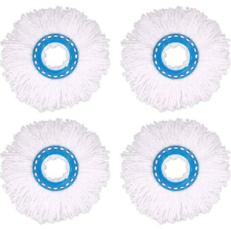 4Pcs Têtes Microfibre Balai, Tête de Vadrouille Rechange Rond Têtes Mop Rotation à 360 pour Nettoyage des Sols (Diamètre 16 cm)