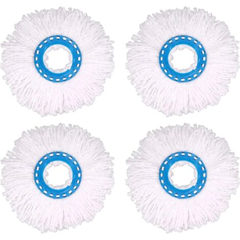 4Pcs Têtes Microfibre Balai, Tête de Vadrouille Rechange Rond Têtes Mop Rotation à 360 pour Nettoyage des Sols (Diamètre 16 cm)