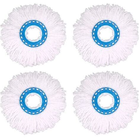 4Pcs Têtes Microfibre Balai, Tête de Vadrouille Rechange Rond Têtes Mop Rotation à 360 pour Nettoyage des Sols (Diamètre 16 cm)