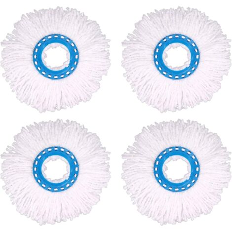 4Pcs Têtes Microfibre Balai, Tête de Vadrouille Rechange Rond Têtes Mop Rotation à 360 pour Nettoyage des Sols (Diamètre 16 cm)