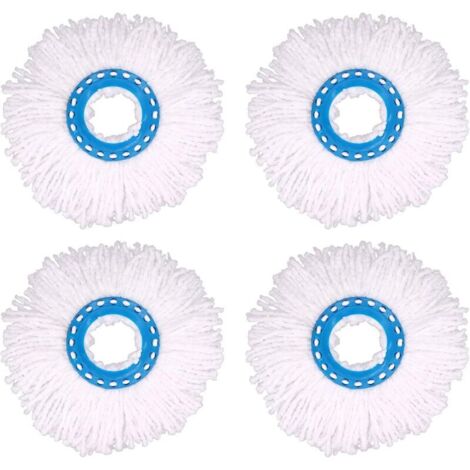 4Pcs Têtes Microfibre Balai, Tête de Vadrouille Rechange Rond Têtes Mop Rotation à 360 pour Nettoyage des Sols (Diamètre 16 cm)