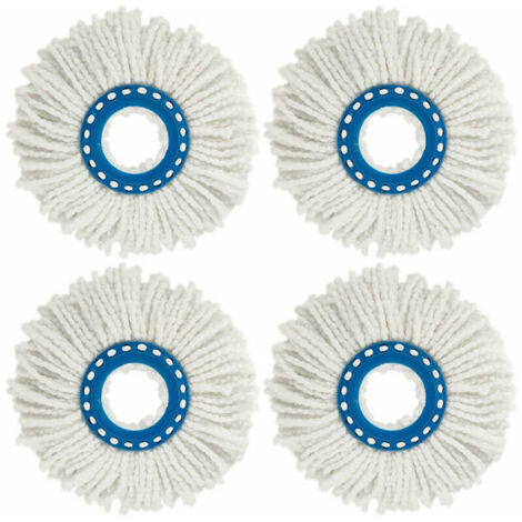 4Pcs Têtes Microfibre Balai, Tête de Vadrouille Rechange Rond Têtes Mop Rotation à 360 pour Nettoyage des Sols (Diamètre 16 cm)
