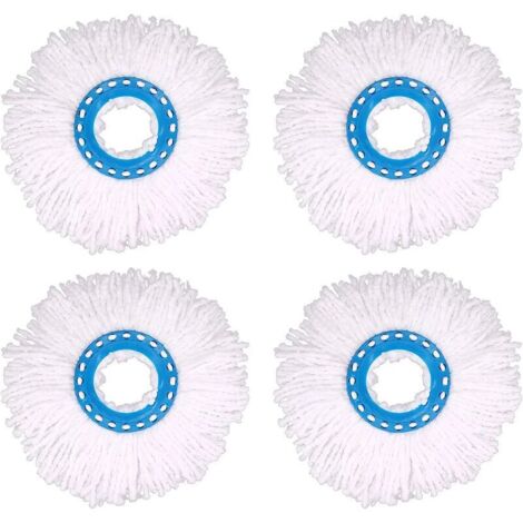 4Pcs Têtes Microfibre Balai, Tête de Vadrouille Rechange Rond Têtes Mop Rotation à 360 pour Nettoyage des Sols (Diamètre 16 cm)