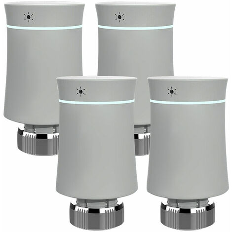 4PCS Thermostat de radiateur intelligent avec contrôleur de température intelligent programmable Smart Life Commande vocale pour la climatisation à la maison Plaque chauffante Compatible avec l'applic