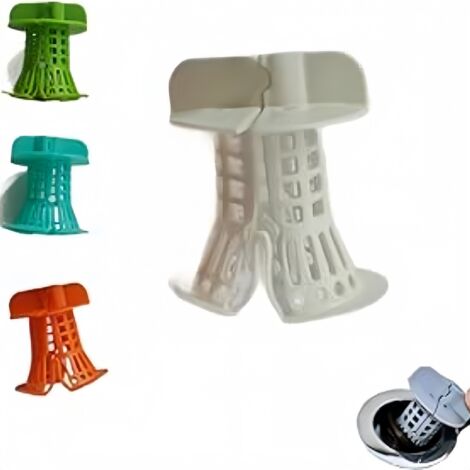 4pcs TPR Filtre de vidange réutilisable - collecteur de Cheveux, Anti-Obstruction, Convient aux salles de Douche, baignoires et lavabos