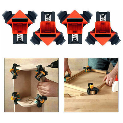 4Pcs Travail Du Bois Pince A Angle Droit De 90 Degres, Pinces De Coin De Cadre De Tableau A Fixation Rapide