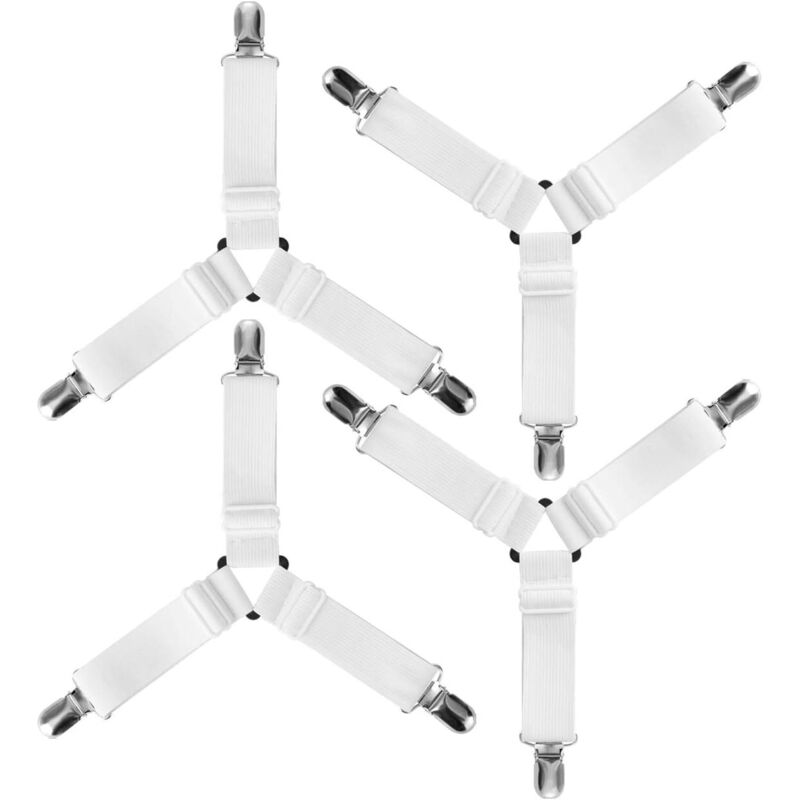 4pcs Triangle Attache Drap Housse Élastique Fixation Sangle de Maintien Réglable pour Literie, Drap Lit, Housse Repassage, Matelas, Canapé 4pcs Triangle Attache Drap Housse Élastique Fixation Sangle de Maintien Réglable pour Literie, Drap Lit, Housse Repassage, Matelas, Canapé