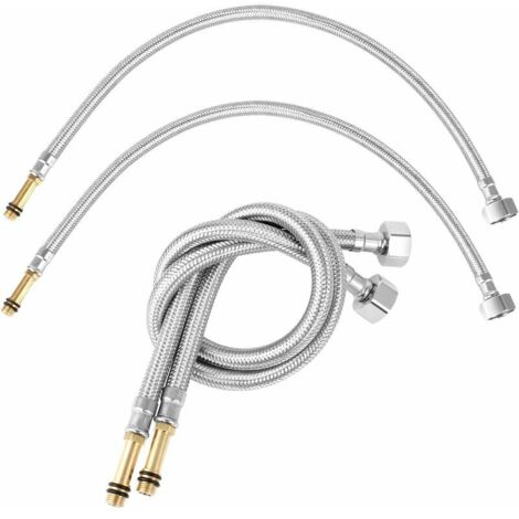 Tuyau Flexible Tressé Acier Inox 304 – Raccord BSP 1/2", Longueur 500 Mm, Pour Salle De Bain, Cuisine, WC | Raccordement Sans Plomb