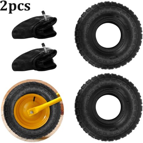 4PCS Tyre and Innertube Heavy Duty Pneumatic Rubber Wheel Double Thickness Inner Outer Tubes Tire Set Replacement Tyre for Wheelbarrows Sack Truck Hand Trolley Cart (4PCS 4.10/3.50-4)