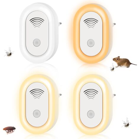 4PCS Ultraschall-Abwehrmittel gegen Nagetierinsekten, Frequenzänderung mit gruseligen Lichtern, Schädlingsabwehr