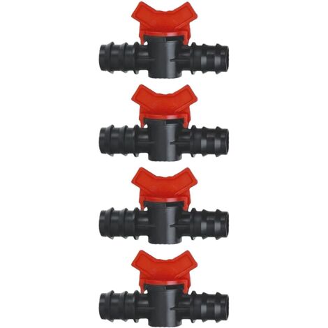 4PCS Valve à boisseau sphérique, 20 mm, POM, Barbelée, Interrupteur d'arrêt, Irrigation goutte à goutte
