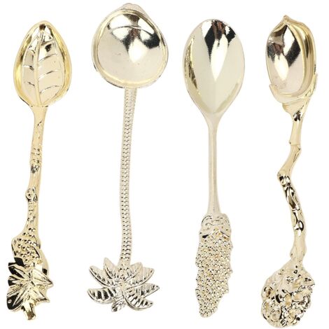 4pcs Vintage Mini Alloy Coffee Tea Spoon Ice Cream Dessert Stirring TablewareGold