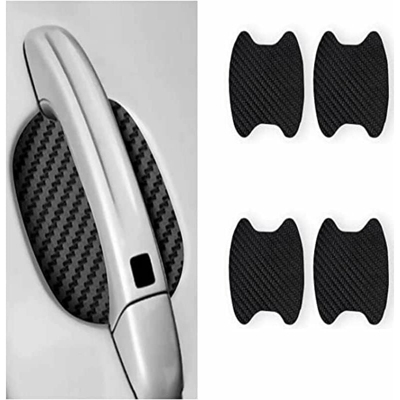 Csparkv - 4PCS Voiture Film de Protection (Noir)Universel en Fibre de Carbone Anti-Rayures pour PoignéE Porte Voiture Convient à la Plupart des