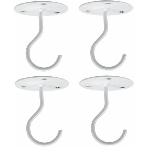 4pcs Wall Mount Ceiling Hooks Hanging Chandelier Plate Hook (White)