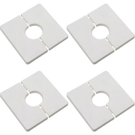 4pcs Wall Split Flange, ABS Plastic Square Cover with Diameter 33mm, Wall Water Pipe Cover, White, White