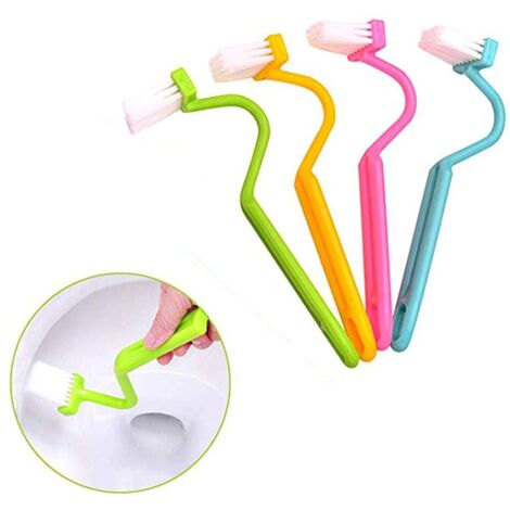 4PCS WC-Kantenbürste, WC-Randbürste, Bogenbürste, courbé, Durchgangsbürste, salle de Bains de nettoyage, Couleur Aléatoire