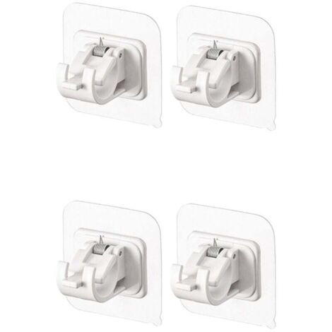 4pcs White Curtain Rod Holders No Drilling Self Adhesive Clear Curtain Rod Holders MUMU