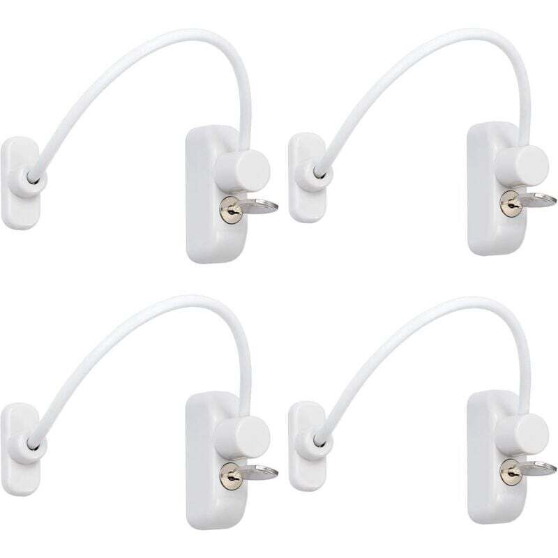 4pcs Window Door Restrictor Sliding Door Lock Baby Child Safety Lock Cable Catch Wires with Stainless Steel Key for Garage Closet Window Bedroom