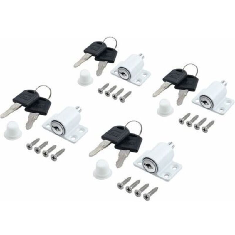 4pcs Window Locks Sliding Door Patio Sash Jammer Sliding Window Restrictor Lock Sliding Door Lock Restrictor with Key for Children Baby Safety-White
