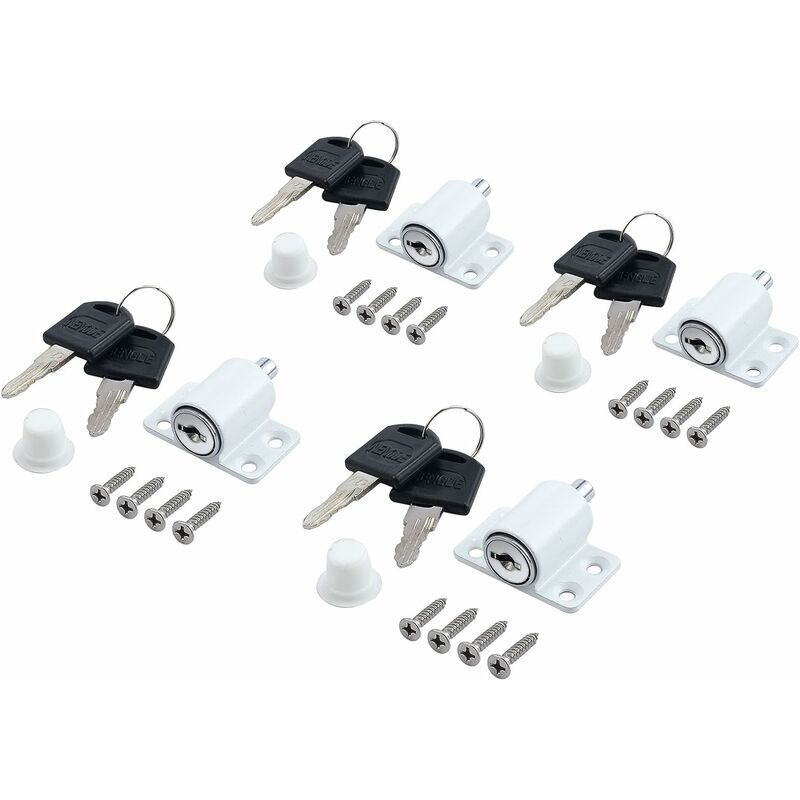 Linghhang - 4pcs Window Locks Sliding Patio Door Lock Sliding Bay Window Lock Sliding Door Lock Restrictor with Key for Children Baby Safety-White