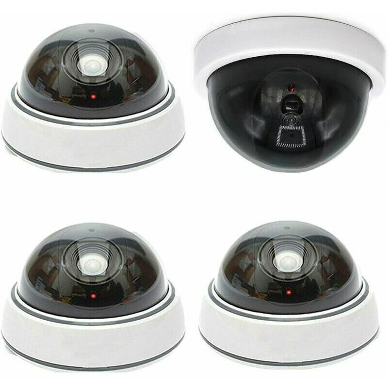 4PCS Wireless Dome Dummy Camera Fake Outdoor Security Simulation with Realistic Look ir led for Store and Home Security Protection lkbd