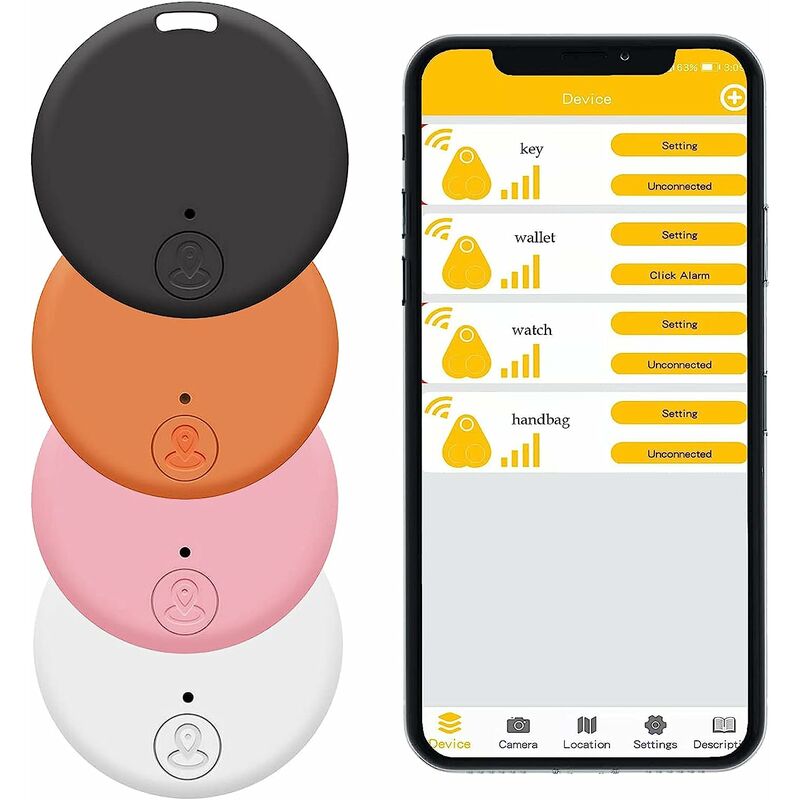 4pcs Wireless Item Locators, Key Finder Anti-Lost Phone Finder Alarm Key Finder, Sound Locator and Tracker for Finding Keys,Compatible with iOS and