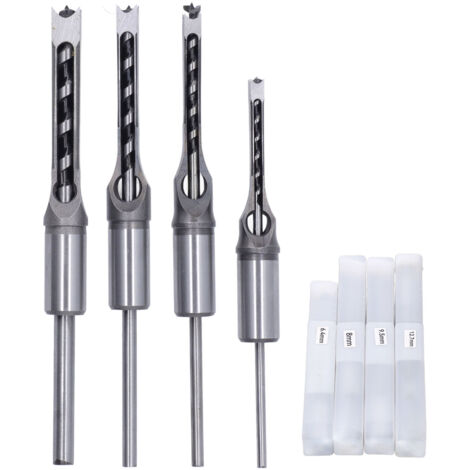 4PCS Woodworking Square Drill Bits Set HSS Wear Resistant 1/4in 5/16in 3/8in 1/2in Countersink Bit