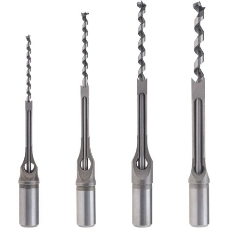 4pcs Woodworking Square Hole Drill Bit Kit, 6.4mm/8mm/9.5mm/12.7mm Wood Mortising Chisel Set for Carpentry Construction Decoration Industry