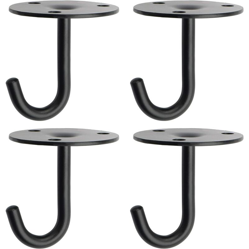 4pcs)Crochets Mural à Visser Plaque Oeillet Crochets de Plafond Suspension Crochet Ouvert Ovale, Finition Noire Mate en Acier Inoxydable, 4 Pcs