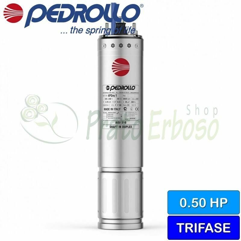 

Pedrollo - 4PD / 0.50 - Motor rebobinable 4 '0.5 HP trifásico 230 V