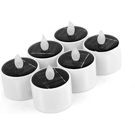 4pièces Bougie Solaire LED Jaune Scintillante Bougie à Énergie Solaire sans