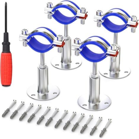 4pièces de supports de tuyaux en acier inoxydable pour montage mural ou au plafond, bride de fixation réglable avec vis pour tuyaux de 3/4"(25-28mm) de diamètre extérieur, hauteur 50-100mm