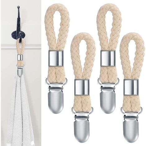 4Pièces Pince à Serviette, Accroche Torchon, Crochet Torchon Porte Serviette Salle de Bain, Clips Porte-Torchon Placards Serviettes Suspendues