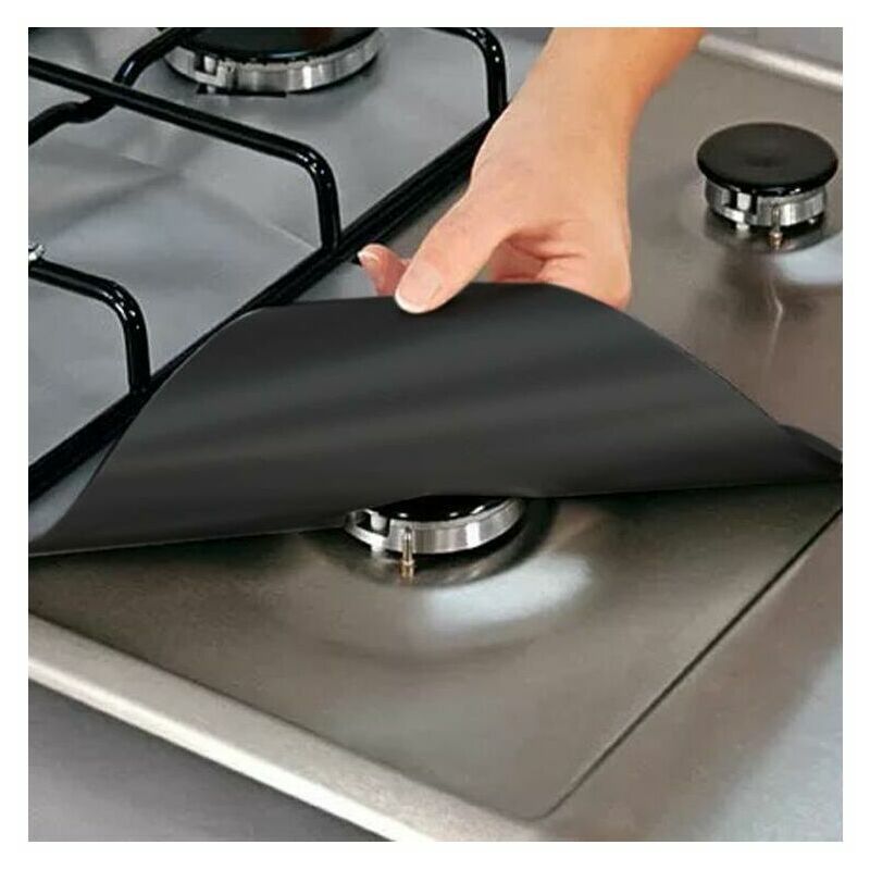 4Pièces Plaque de Cuisson à Gaz Universel Protection d'écran Anti-adhésif en téflon Tapis de cuisinière à gaz réutilisables Nettoyage Rapide 2727cm