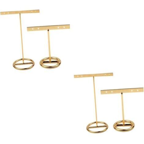 4pièces Support De Bijoux T-shape Pour Boucles Oreilles Organisateur De Présentoir Pour Accessoires De Mode Petite Et Doré