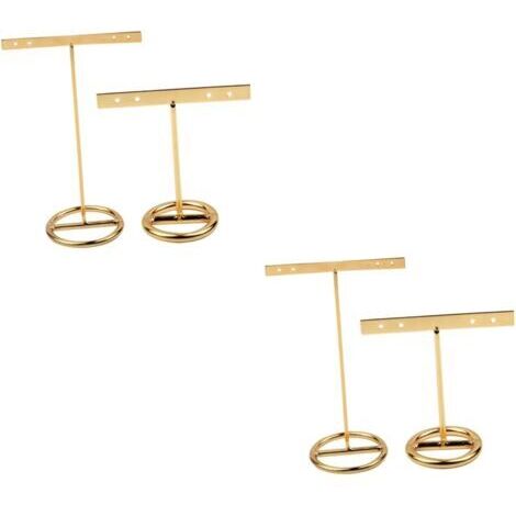 4pièces Support De Bijoux T-shape Pour Boucles Oreilles Organisateur De Présentoir Pour Accessoires De Mode Petite Et Doré