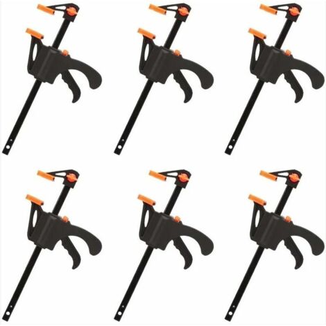 (4pouces) Déstockage Lot de 6 Serre-joints en Forme de F, Serre Joint avec Serrage Rapide et Facile, Outils à Main pour Menuiserie, Porte en Bois