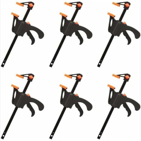(4pouces) Déstockage Lot de 6 Serre-joints en Forme de F, Serre Joint avec Serrage Rapide et Facile, Outils à Main pour Menuiserie, Porte en Bois