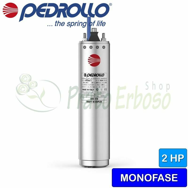 

4PSm/2 - Motor encapsulado de 4' de 2 HP monofásico