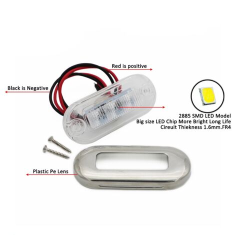 4 Luci LED Marine 12V Bzocio - Impermeabili, Per Barche E Camper, Bianco, Acciaio Inox