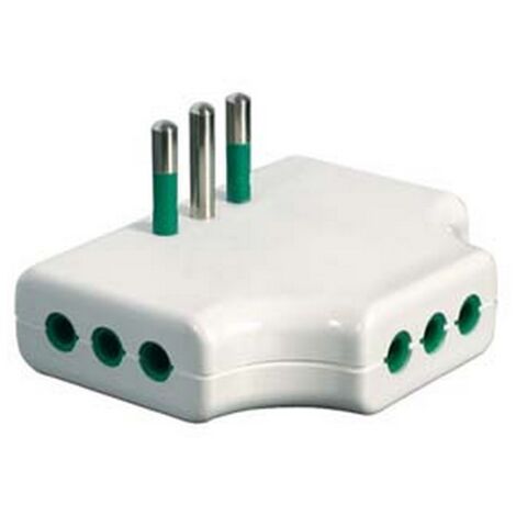 4PZ ADATTATORE TRIPLO PIATTO 2 POLI + TERRA 10A  BIANCO - bianco 82250