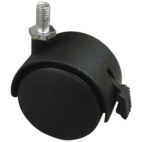 4PZ RUOTA GIREVOLE PER MOBILI CUFFIA NYLON+FRENO  mm. 50-perno M8x15