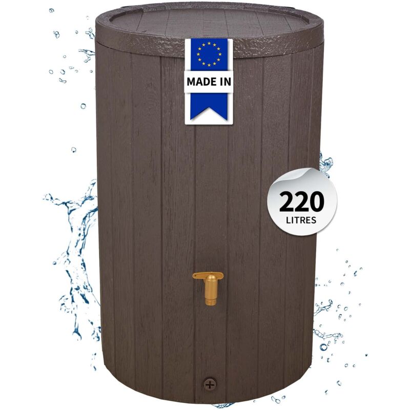 Réservoir madera 220L brun avec robinet pe imitation laiton et couvercle - 4rain