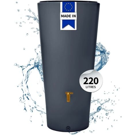 GRAF 4rain Réservoir VASO 2en1 220L graphite avec robinet PE imitation laiton et bac à plantes intégré