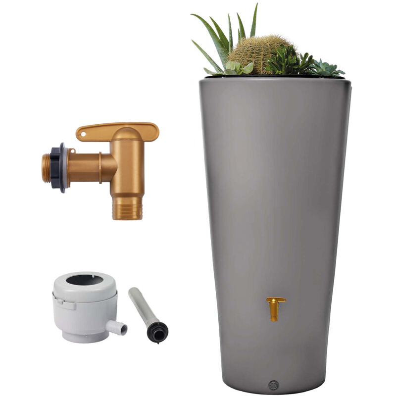 VASO 2in1 Regentonnen Komplett-Set 220 L zinkgrau