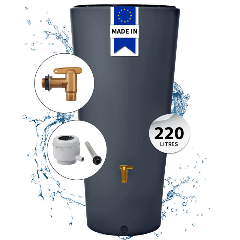 VASO 2in1 Regentonnen Komplett-Set 220 L graphite grey
