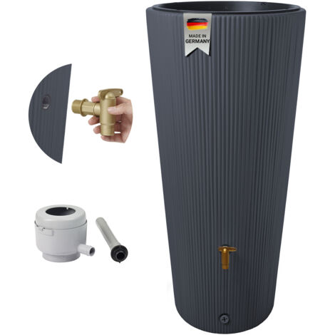 4rain VASO 2in1 DECOR Regenspeicher 220 L graphite grey, inkl. Fallrohrfilter und Auslaufhahn - 295649