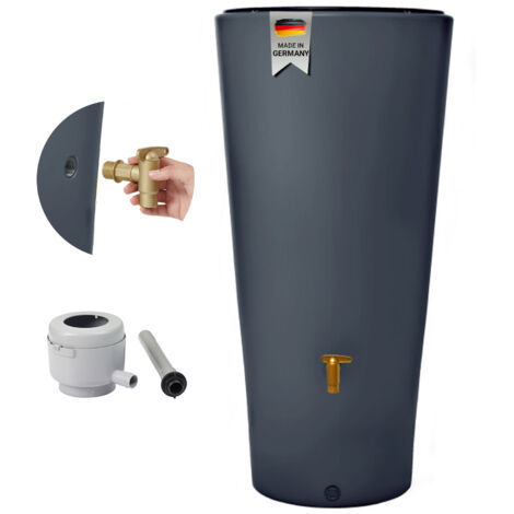 4rain VASO 2in1 Regenspeicher 220 Liter graphite grey inkl. Kunststoff-Auslaufhahn und Fallrohranschluss