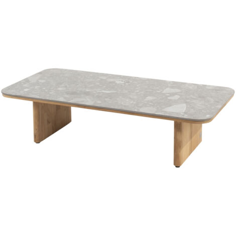 4Seasons - Lucas Kaffee-Tisch 120x60 cm Teak natur - Keramik terrazzo