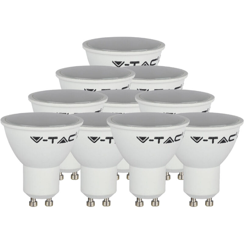 Spot GU10 LED - Milky - Cover - Base - 4.5W - Warm - White - 3000K - SMD - Circulaire - 50x56.5mm - IP20 - Lot - de - 10